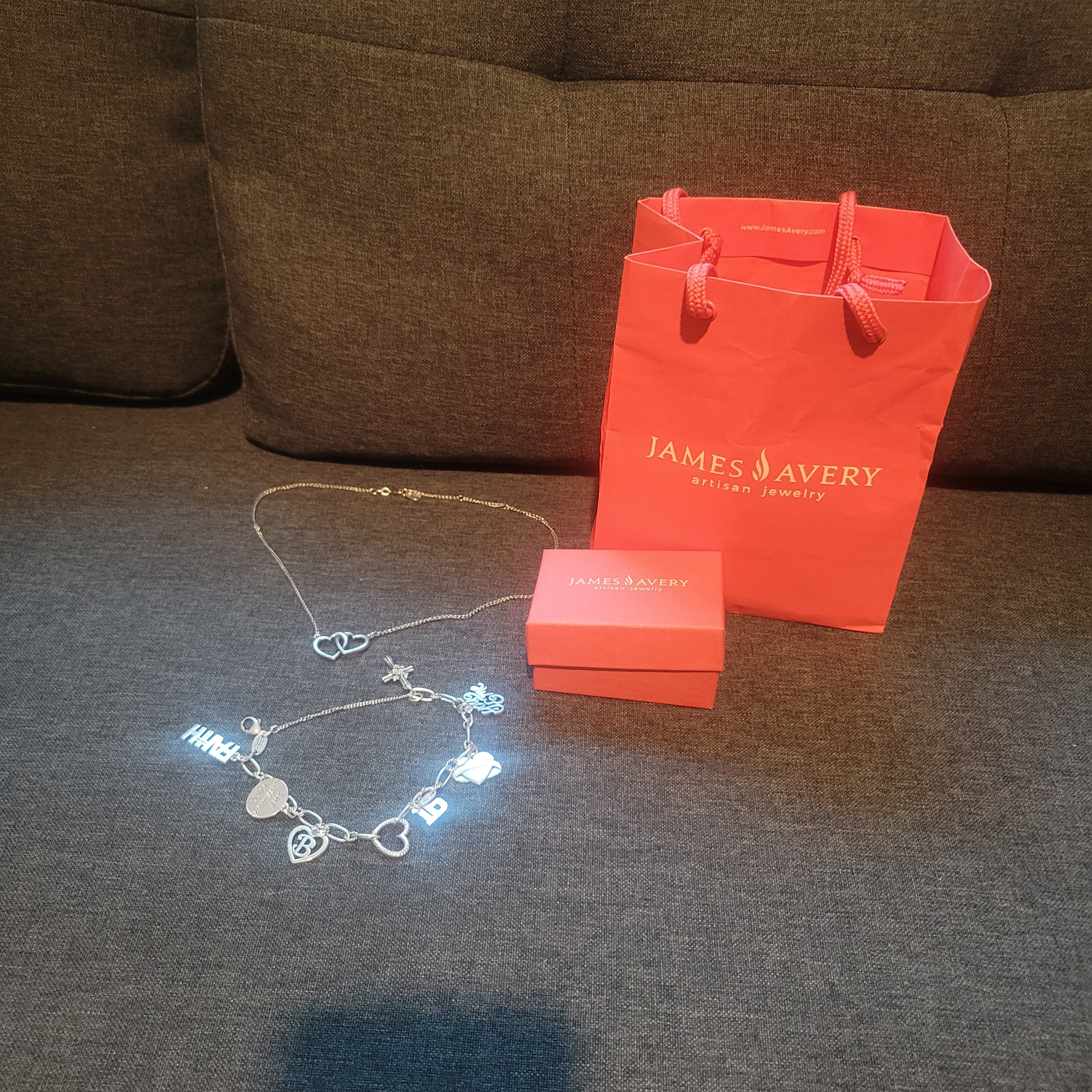 James Avery Silver Heart And Charm Necklace 900$